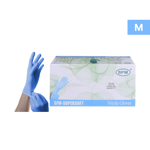 Перчатки нитриловые голубые размер M, 200 шт, SFM-GRIP-SURFACE