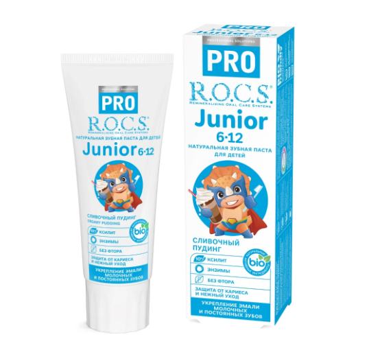 Зубная паста R.O.C.S. PRO. Junior Сливочный пудинг, 74гр